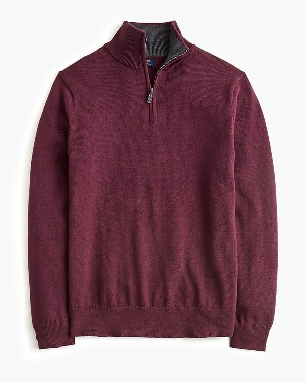 J.Crew BF091 Cotton Quarter-Zip Sweater Burgundy Gray Collar Mens XXL - Picture 1 of 8